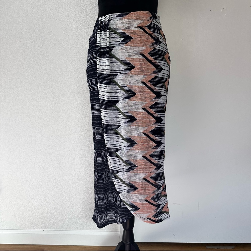 Maeve Anthropologie‎ Asymmetrical Wrap Midi Skirt XS Abstract Print